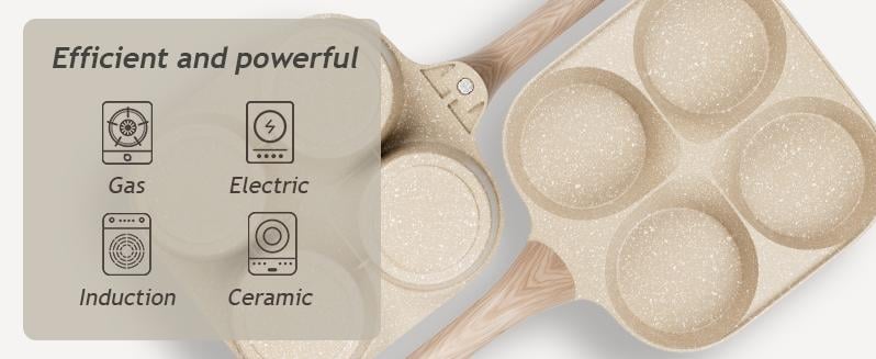 🍳Medical Stone 4-Hole Wooden Handle Non-Stick Frying Pan – Ideal for Pancakes, Burgers, Breakfast & Quick Home Cooking