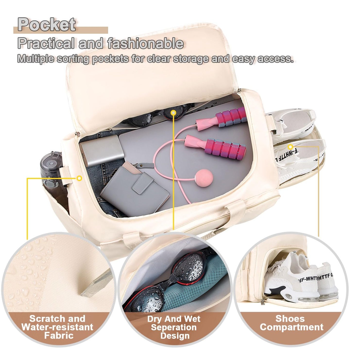 Extra Large Capacity Gym Duffle Bag with Shoes Compartment