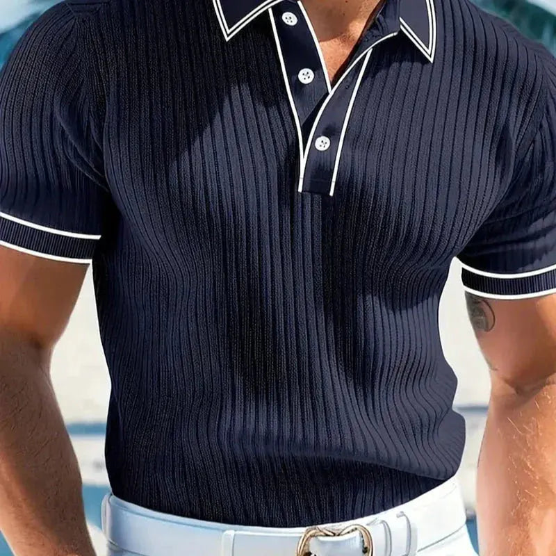 👔 LIMITED-TIME 49% OFF! ⛳ Summer Casual Short Sleeve Polo Shirt – Premium Knit, Contrast Tipping, Breathable 🌴