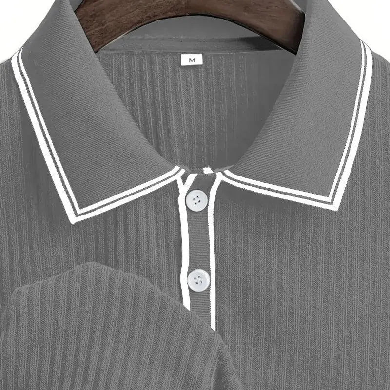 👔 LIMITED-TIME 49% OFF! ⛳ Summer Casual Short Sleeve Polo Shirt – Premium Knit, Contrast Tipping, Breathable 🌴