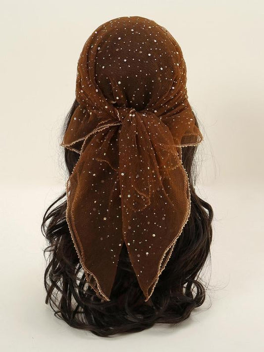 Women's Glitter Decor Head Scarf, Elegant Hair Band for Daily Hairstyle Ideas