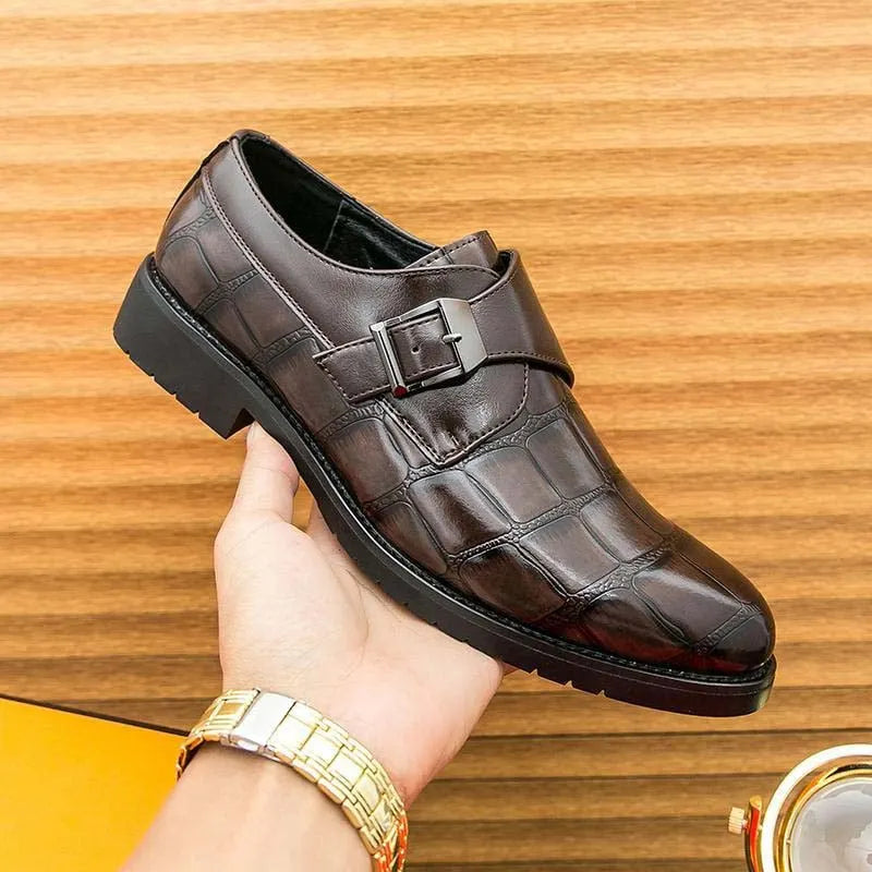 Men's Classic Faux Leather Single-Buckle Shoes – Timeless design, comfortable fit & perfect for work, weddings or semi-formal occasions ✨