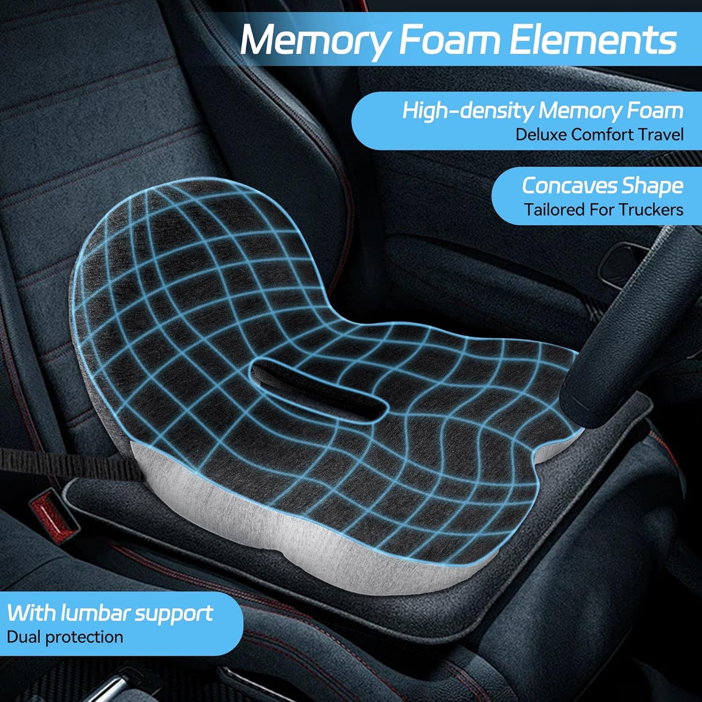 💎 40% OFF! 💎 Non-Slip Memory Foam Seat Cushion – Sciatica Relief, Breathable Mesh & Universal Fit for Car, Office & Wheelchair