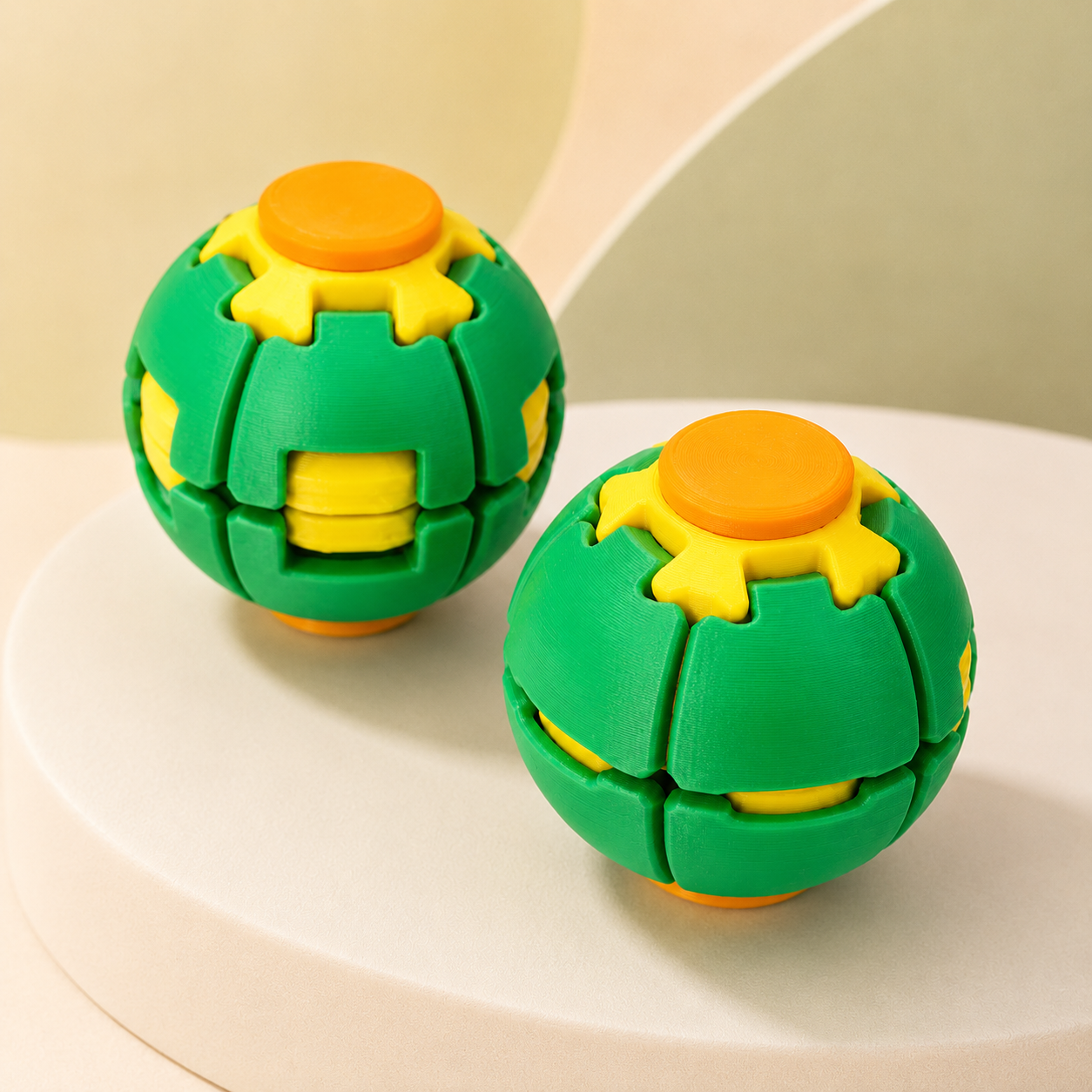 Press & Spin Gear Fidget Ball | Pocket Stress Relief Toy