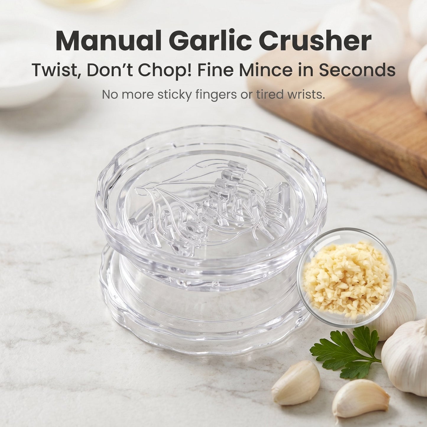 🧄Manual Garlic Twister & Masher – Crush Garlic in Seconds, No Mess Required