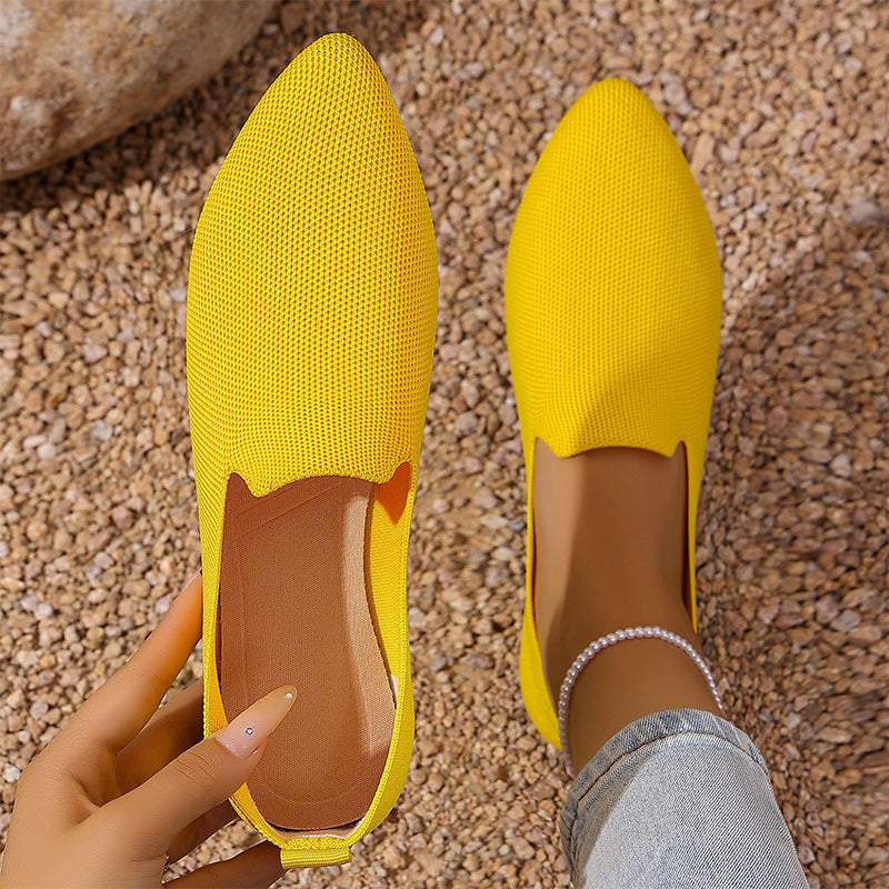 📢📢50% OFF !! ⏰Women's Pointed Toe Knitted Flat Shoes Slip-On Loafers