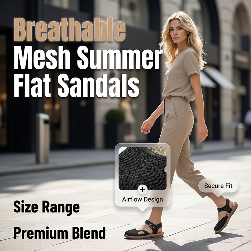 📢📢50% OFF !! ⏰Breathable Mesh Flat Sandals with Ankle Strap