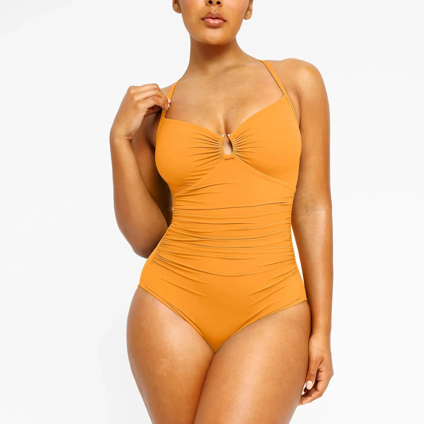 Shaping Swimsuit U-Ring Cut Out Slimming Swimwear