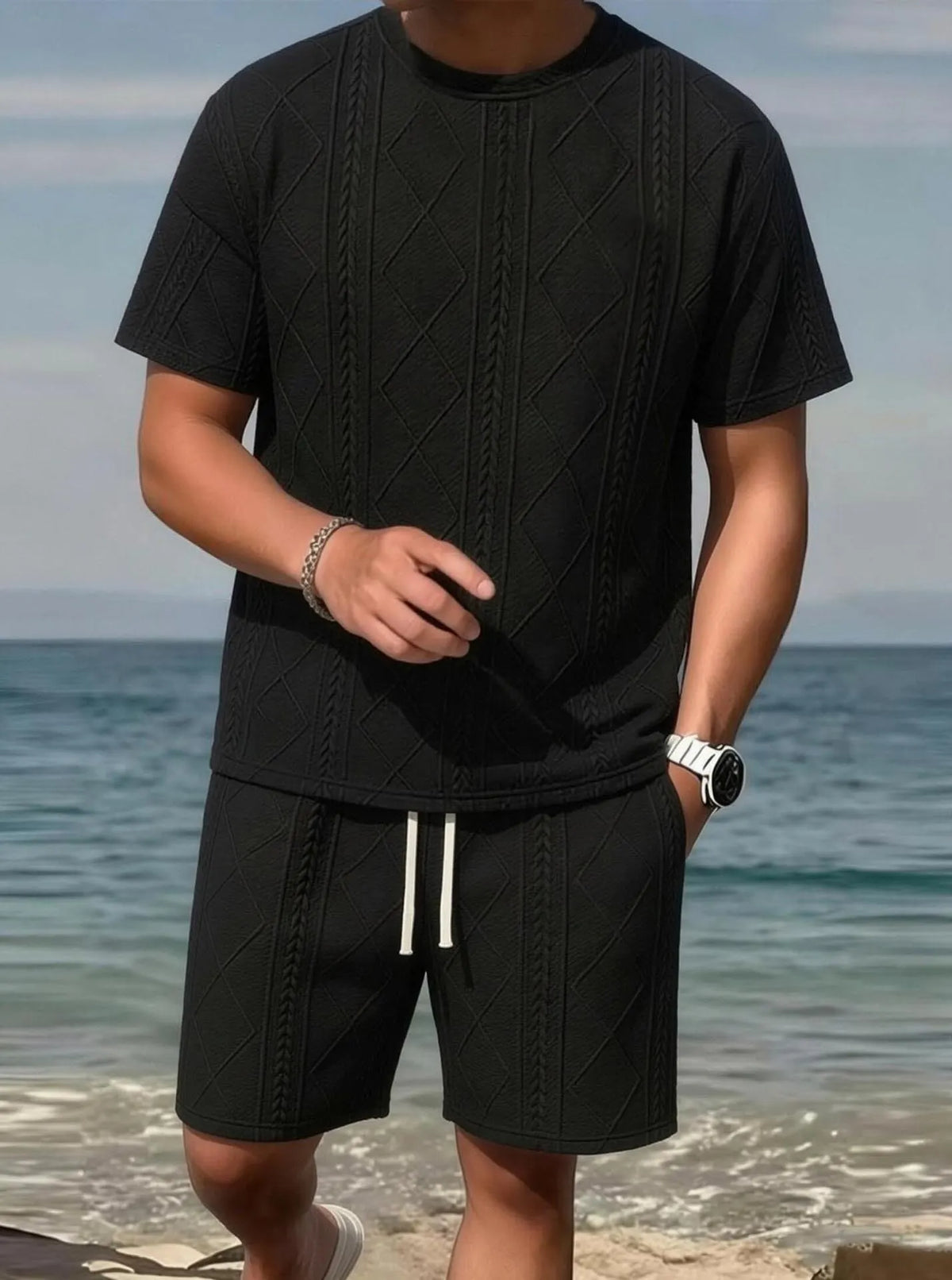 Men's Breathable Textured 2-Piece Summer Set