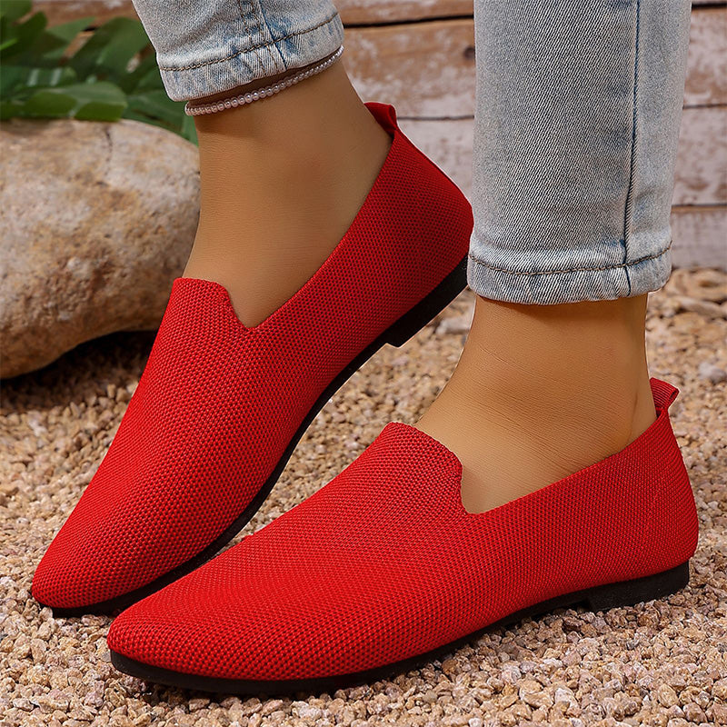 📢📢50% OFF !! ⏰Women's Pointed Toe Knitted Flat Shoes Slip-On Loafers