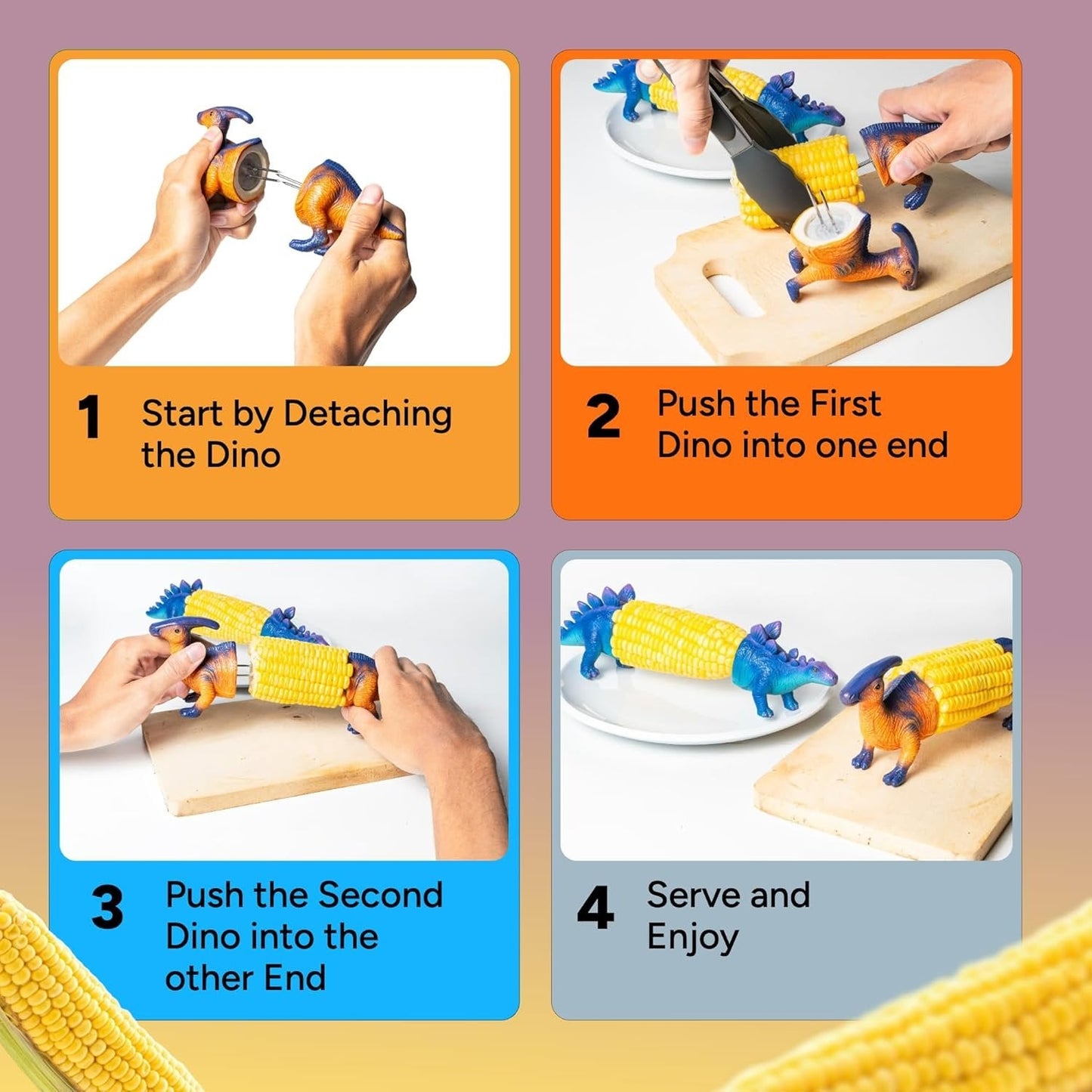 🦖 Dino Bite Corn Holders 🌽Turn Ordinary Corn Into The Most Fun Thing On The Table🧒