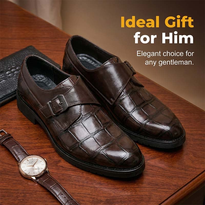 Men's Classic Faux Leather Single-Buckle Shoes – Timeless design, comfortable fit & perfect for work, weddings or semi-formal occasions ✨