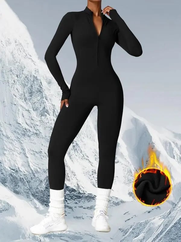 Fleece Long Sleeve Zipper Jumpsuit