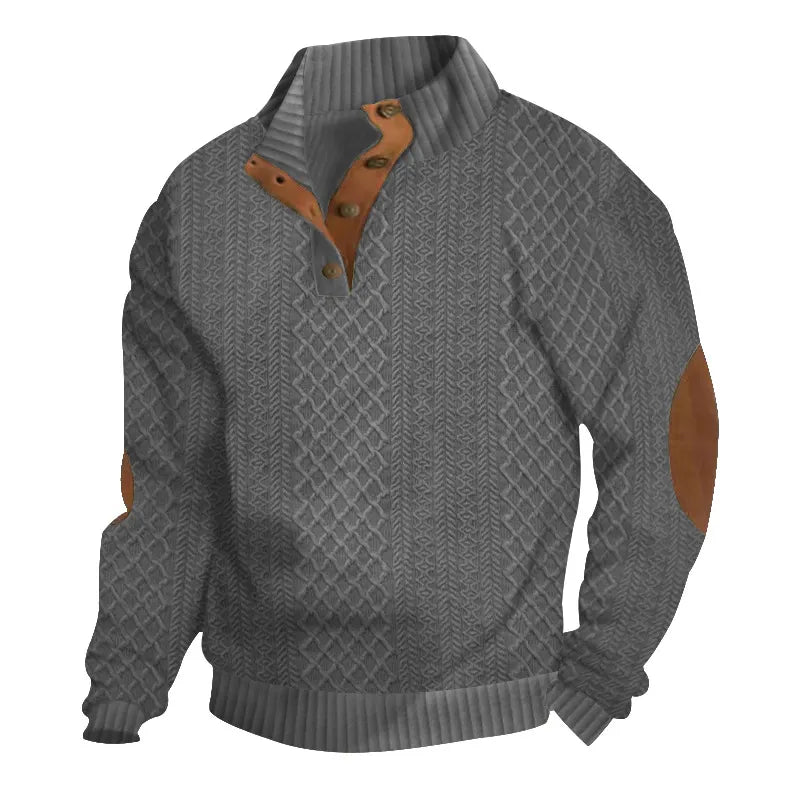 Men's Retro Casual Color-Block Jacquard Hooded Pullover