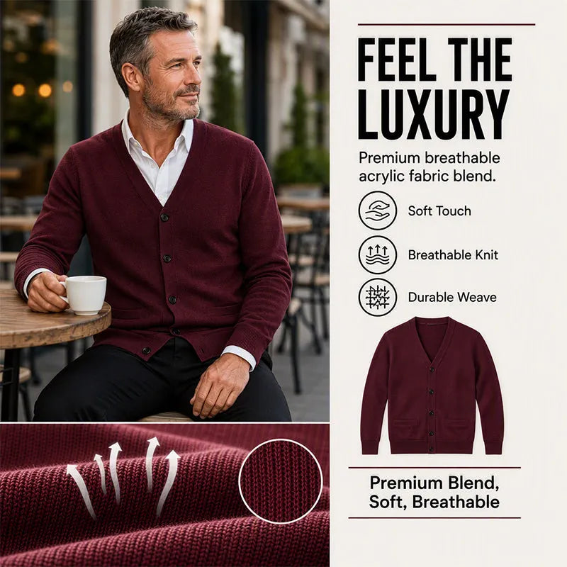 🏆 Bestseller 🧶 Men's V-Neck Knit Cardigan – Timeless Silhouette & All-Day Comfort for Every Occasion