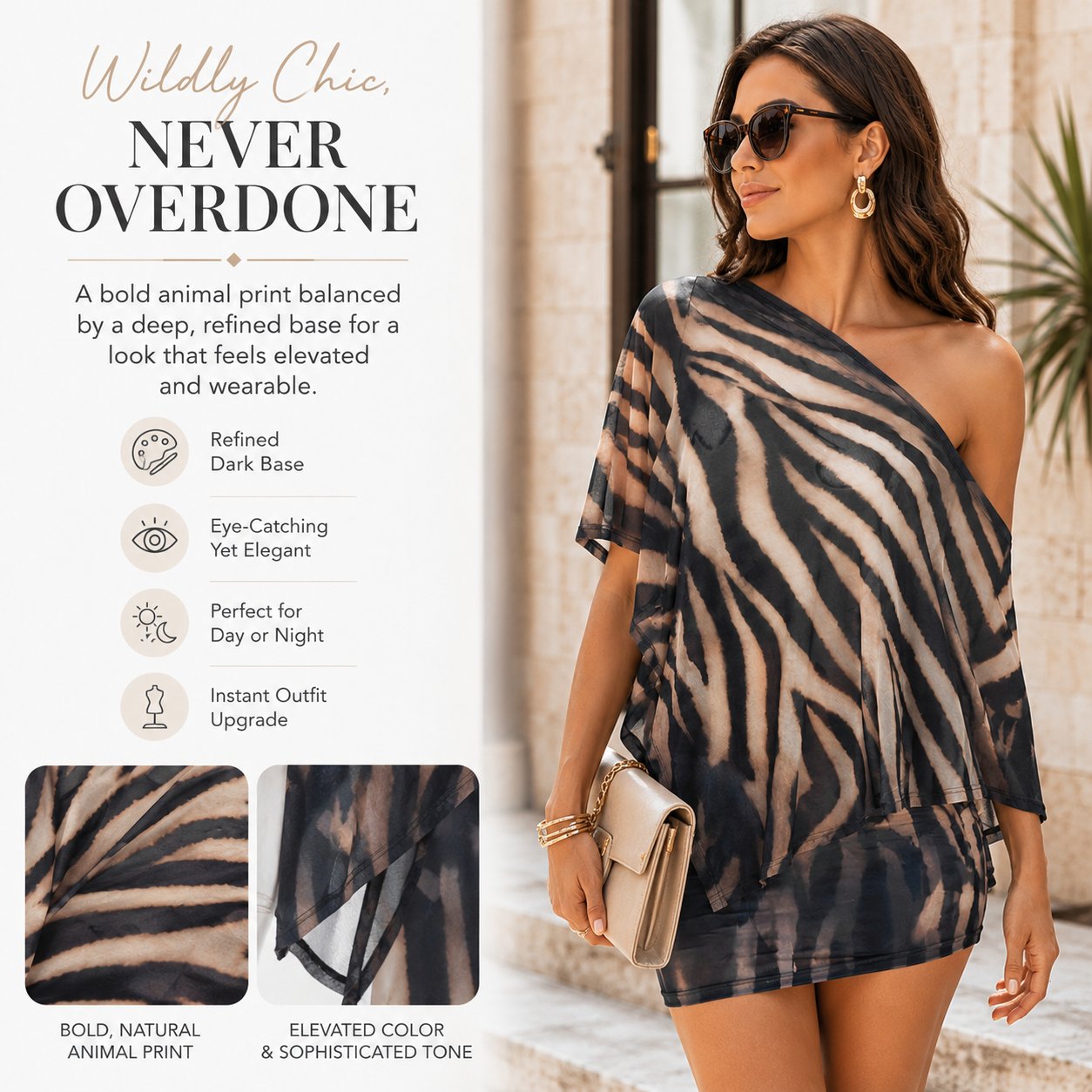 🔥Craving You: Animal Print Draped Mini Skirt Set