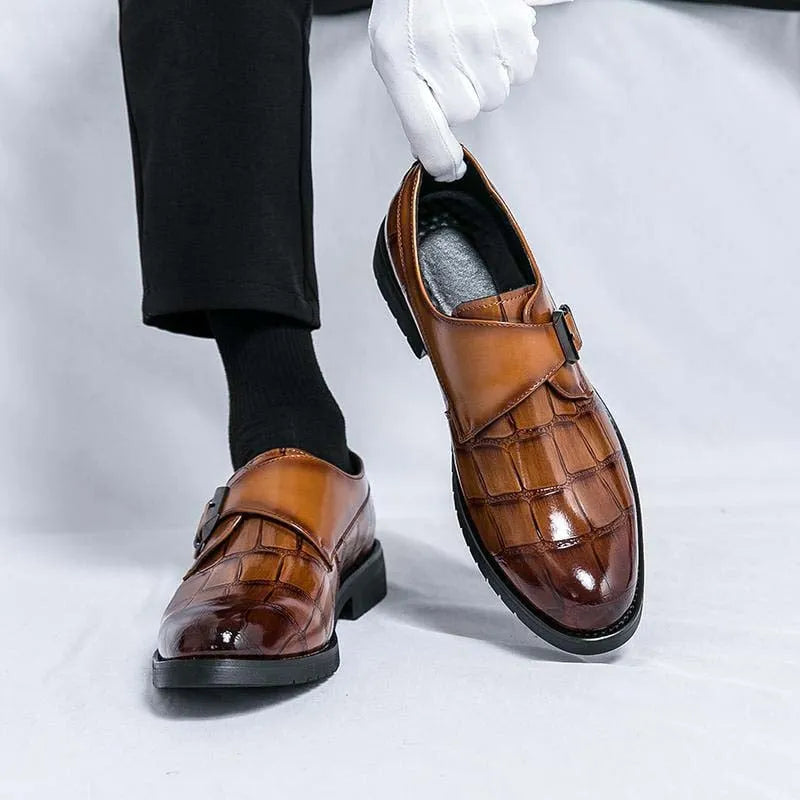 Men's Classic Faux Leather Single-Buckle Shoes – Timeless design, comfortable fit & perfect for work, weddings or semi-formal occasions ✨