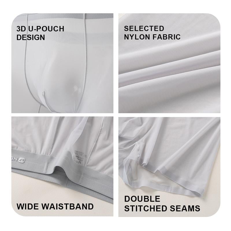 🔥🎁Summer Comfort Men's Ultra-Thin Cooling Boxer Briefs Lightweight Microfiber Underwear Breathable No-Show Design ( 💥 3 PACK )