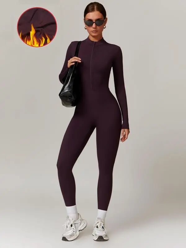 Fleece Long Sleeve Zipper Jumpsuit
