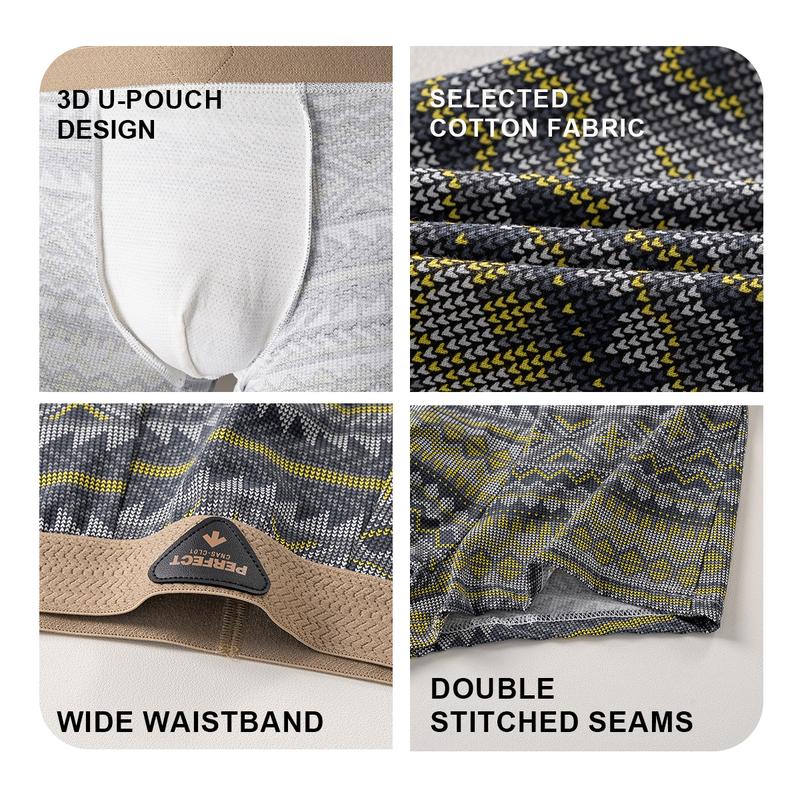 🎁Men's Premium Cotton Boxer Briefs Retro Pattern Design Breathable Mesh Moisture-Wicking Underwear 💥 3 PACK