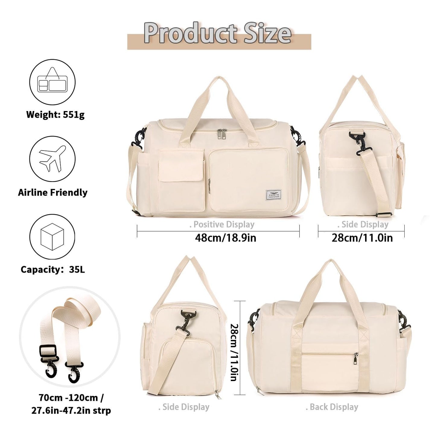 Extra Large Capacity Gym Duffle Bag with Shoes Compartment