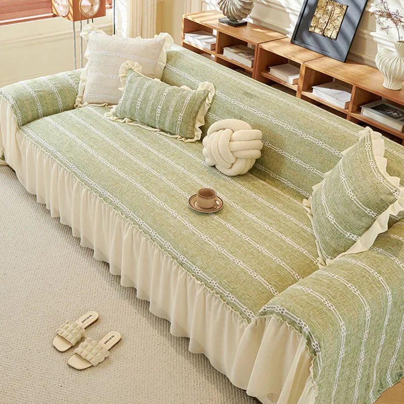 🛋️45% off - Elegant Solid-Color Ruffled Sofa Cover
