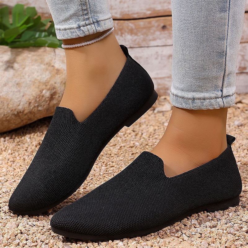 📢📢50% OFF !! ⏰Women's Pointed Toe Knitted Flat Shoes Slip-On Loafers