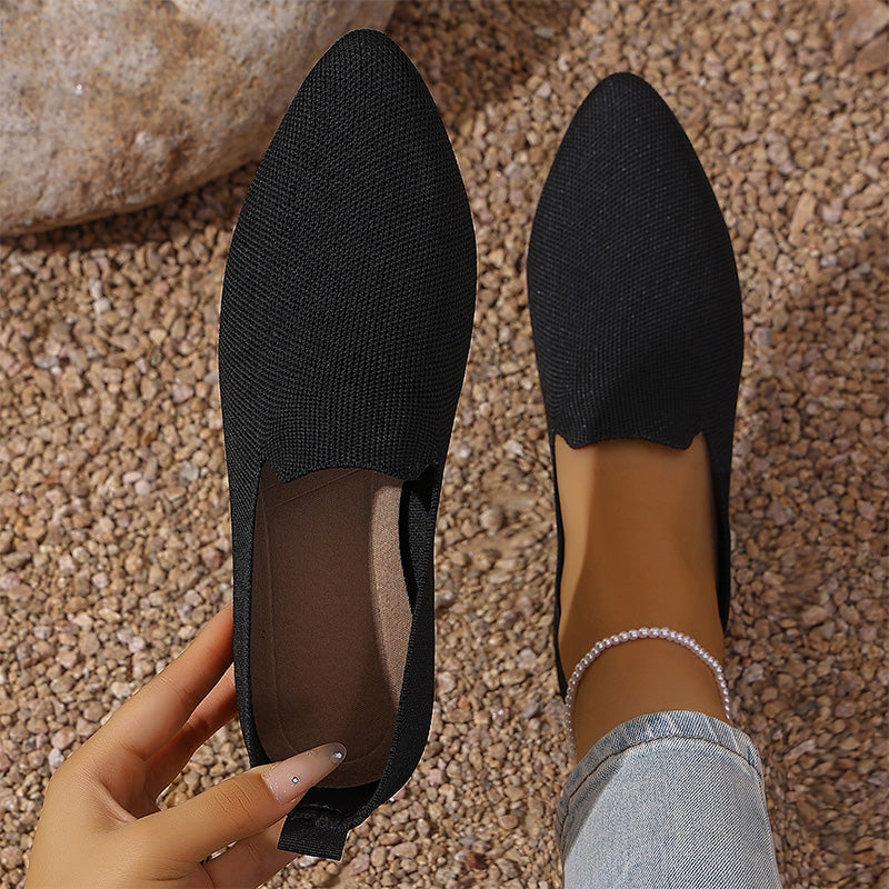 📢📢50% OFF !! ⏰Women's Pointed Toe Knitted Flat Shoes Slip-On Loafers