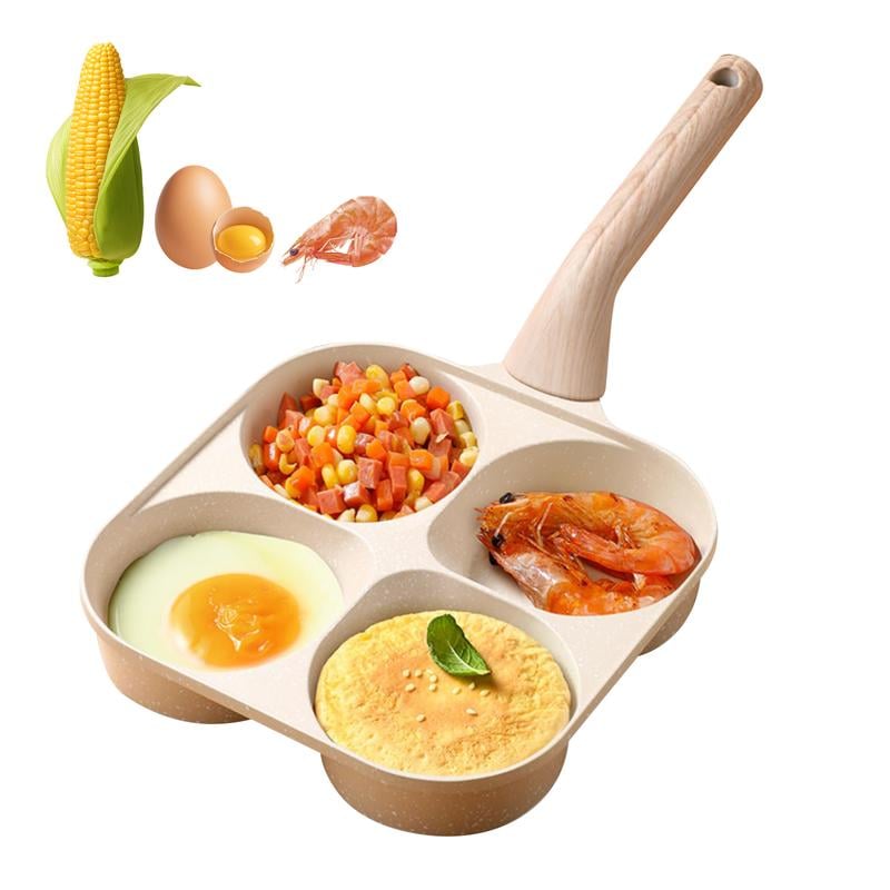 🍳Medical Stone 4-Hole Wooden Handle Non-Stick Frying Pan – Ideal for Pancakes, Burgers, Breakfast & Quick Home Cooking