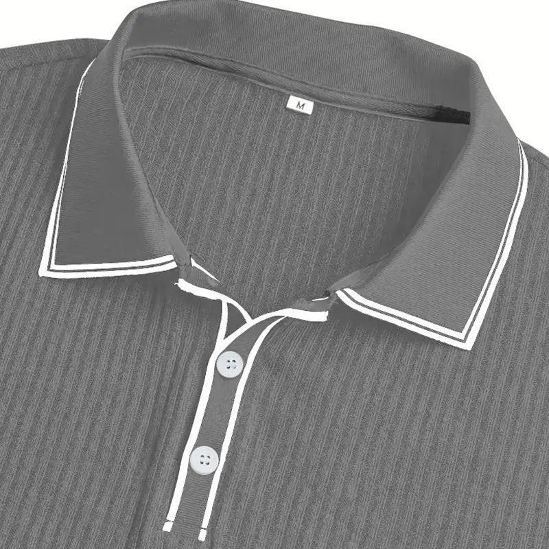 👔 LIMITED-TIME 49% OFF! ⛳ Summer Casual Short Sleeve Polo Shirt – Premium Knit, Contrast Tipping, Breathable 🌴