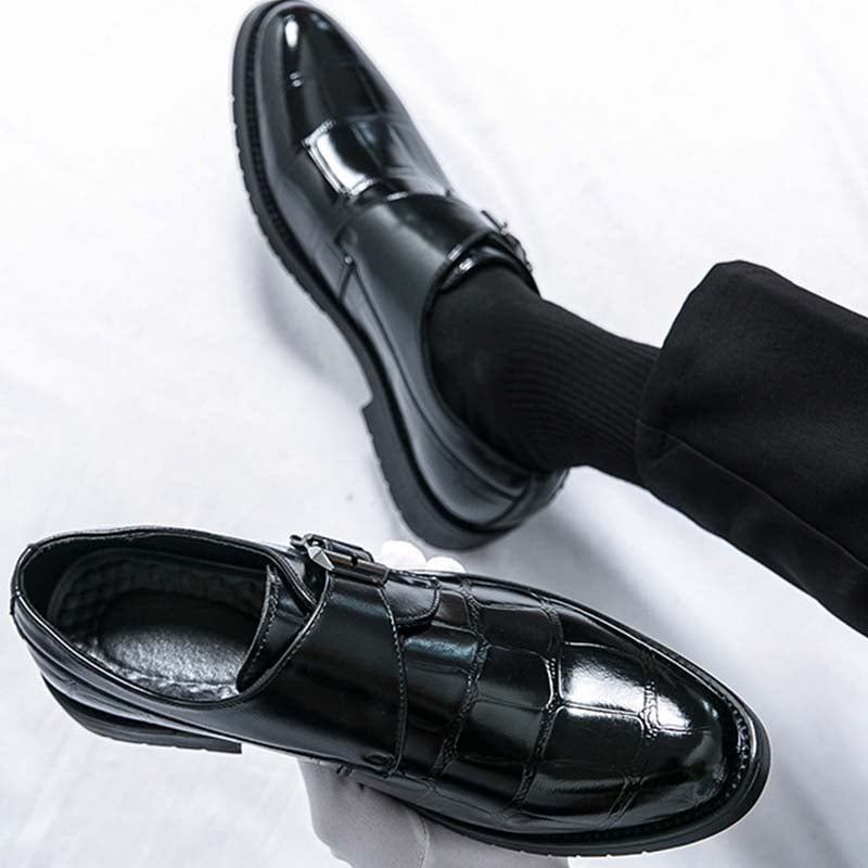 Men's Classic Faux Leather Single-Buckle Shoes – Timeless design, comfortable fit & perfect for work, weddings or semi-formal occasions ✨