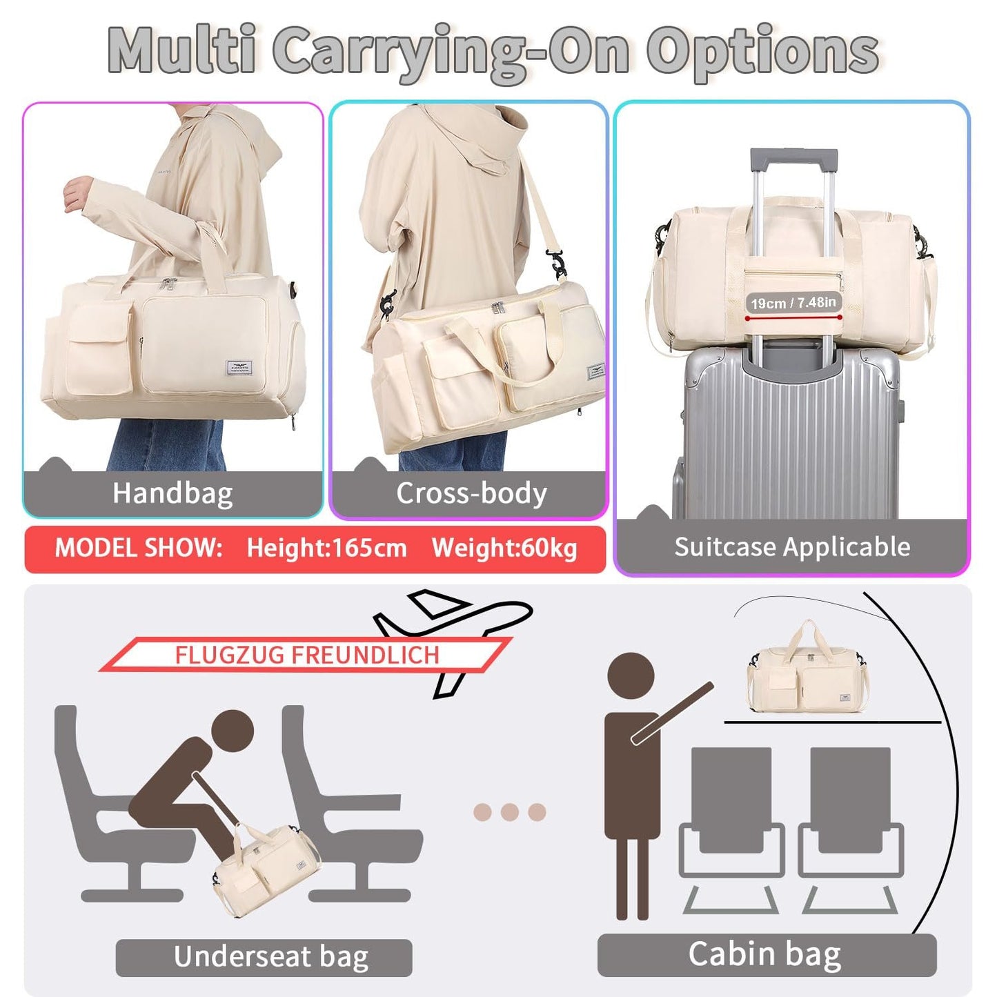 Extra Large Capacity Gym Duffle Bag with Shoes Compartment