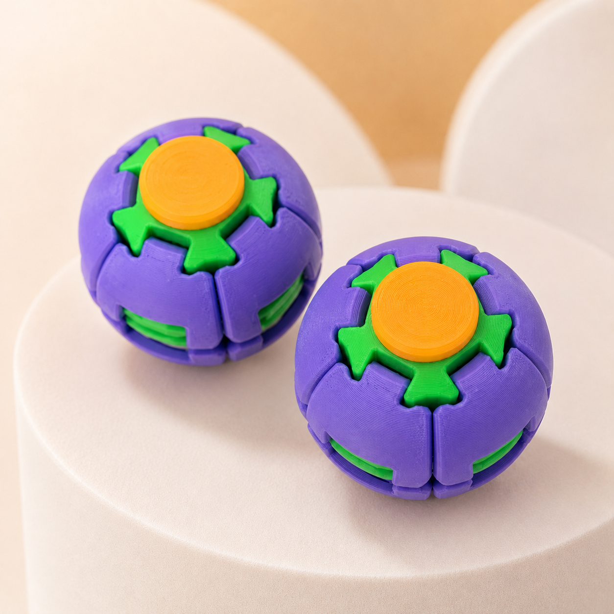 Press & Spin Gear Fidget Ball | Pocket Stress Relief Toy