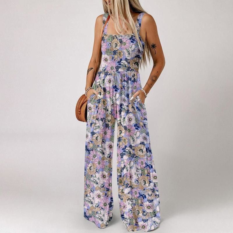 🏖️🌼Women's Casual Print Sleeveless Overalls Jumpsuits
