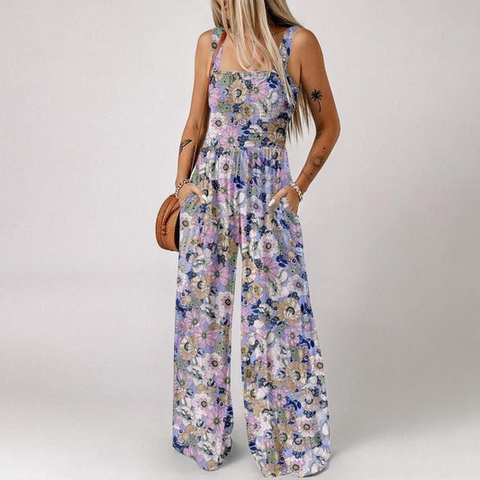 🏖️🌼Women's Casual Print Sleeveless Overalls Jumpsuits