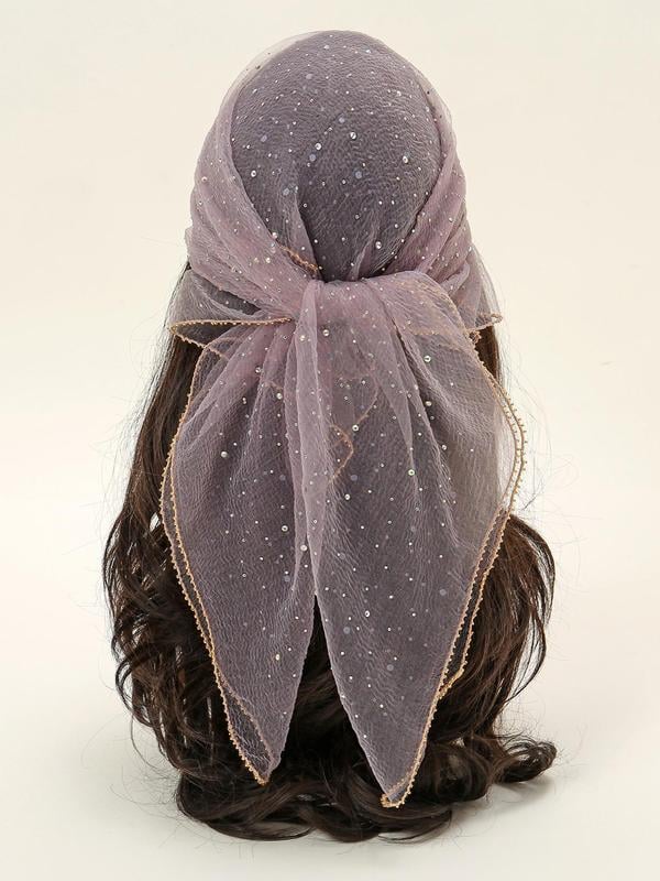 Women's Glitter Decor Head Scarf, Elegant Hair Band for Daily Hairstyle Ideas