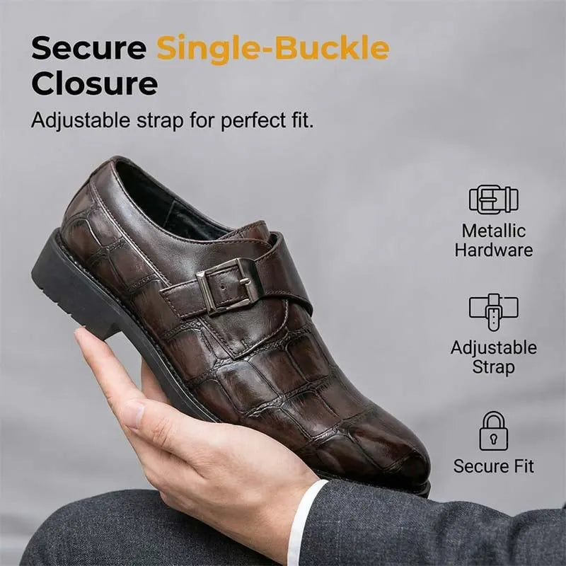 Men's Classic Faux Leather Single-Buckle Shoes – Timeless design, comfortable fit & perfect for work, weddings or semi-formal occasions ✨