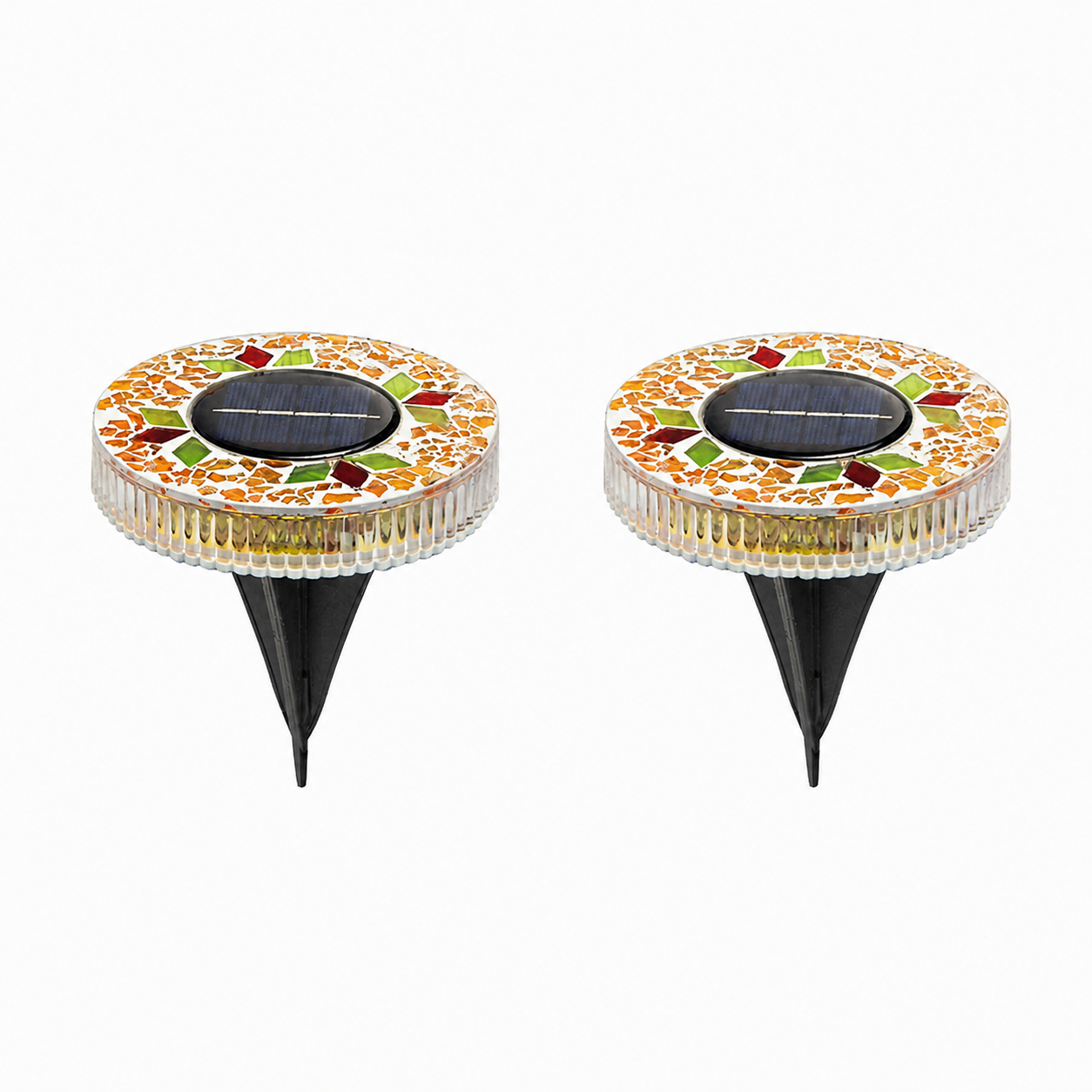 4/8 Pack solar outdoor Mosaic Disk Lights, Waterproof Decorative Pathway LED Light