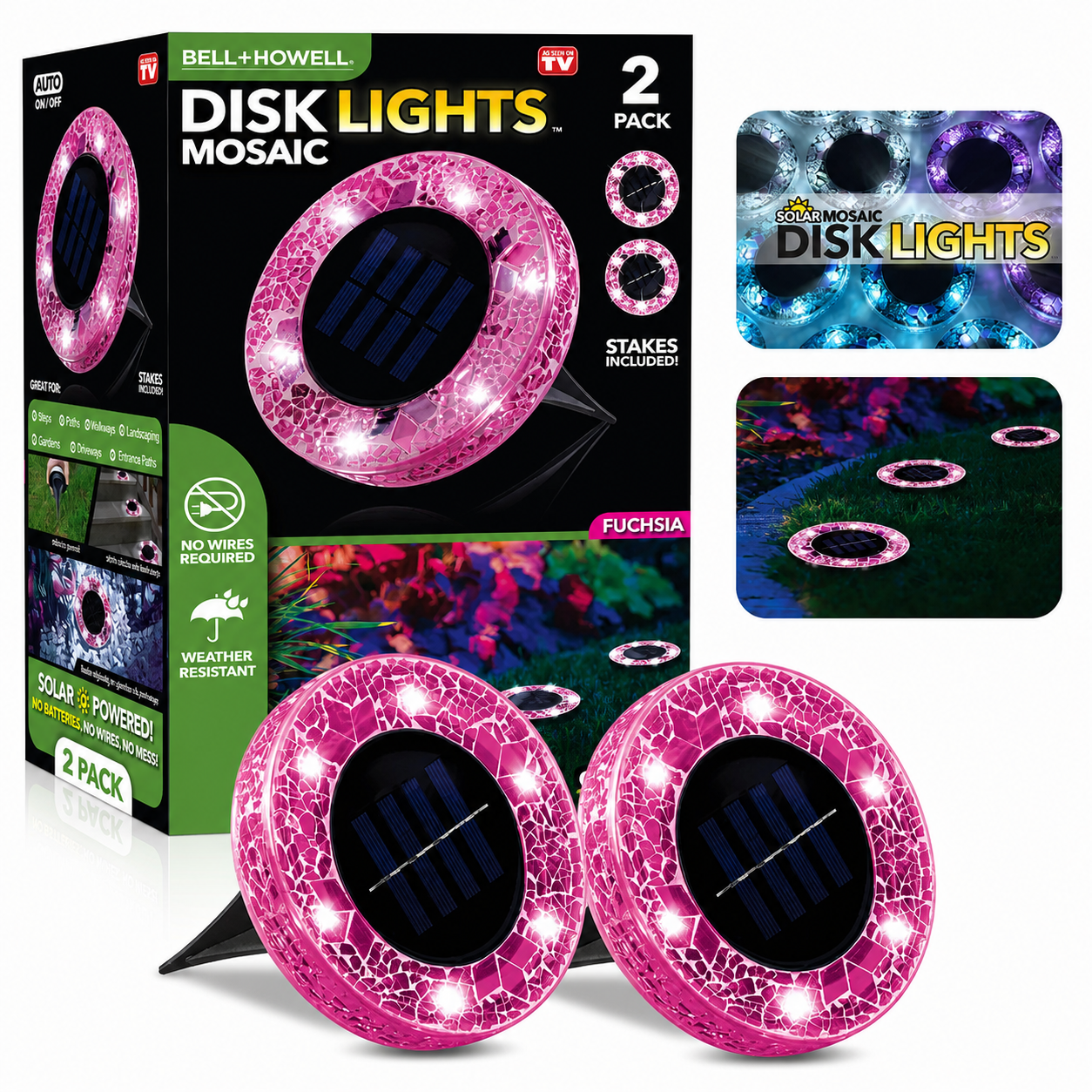 4/8 Pack solar outdoor Mosaic Disk Lights, Waterproof Decorative Pathway LED Light