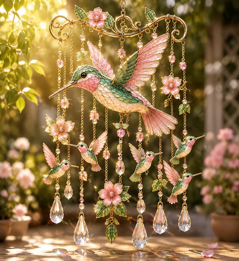 🐦🎐Graceful Hummingbird Wind Chime, Bring Beauty, Peace To Your Garden