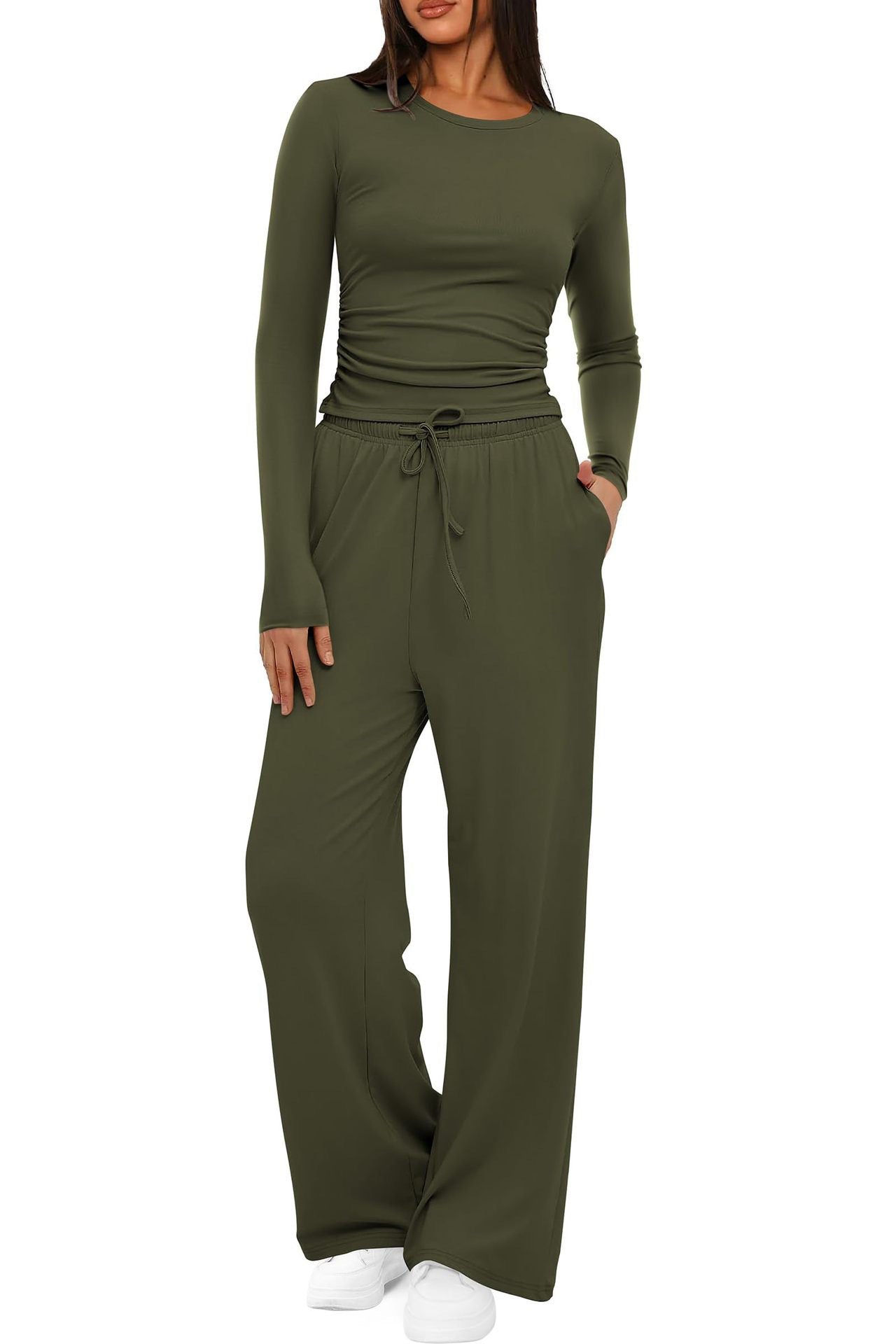 👚👖 Women's Casual Wear Long-Sleeved Loose-Fit Trouser Set 💕