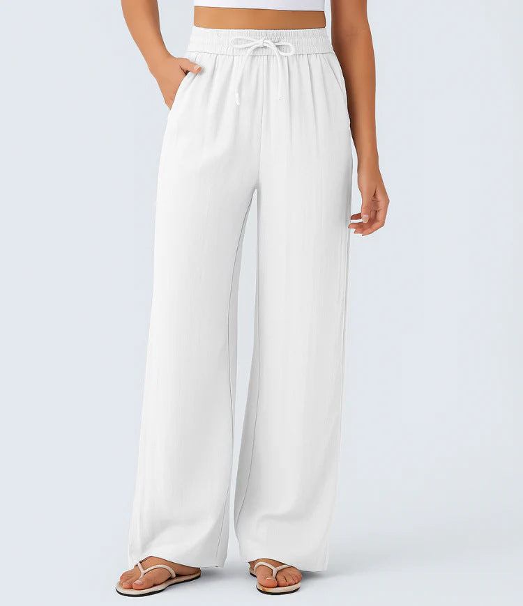 ✨ Lightweight Linen Pants Solid Color Drawstring Casual Pants -🥰Breathable & Skin-Friendly