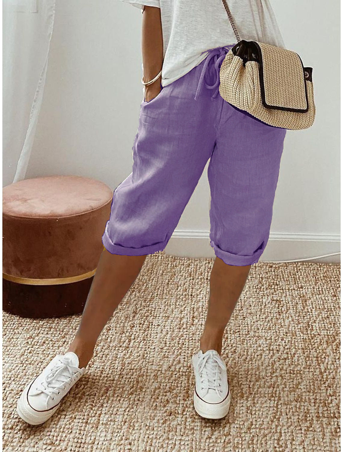 Women's Casual Cotton Linen Capris