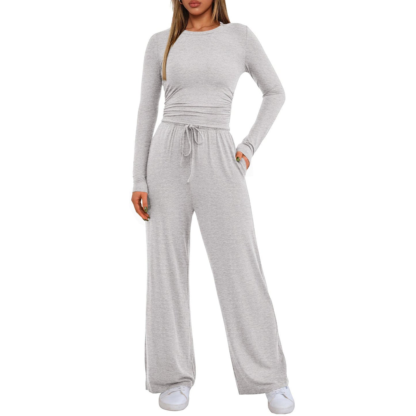👚👖 Women's Casual Wear Long-Sleeved Loose-Fit Trouser Set 💕