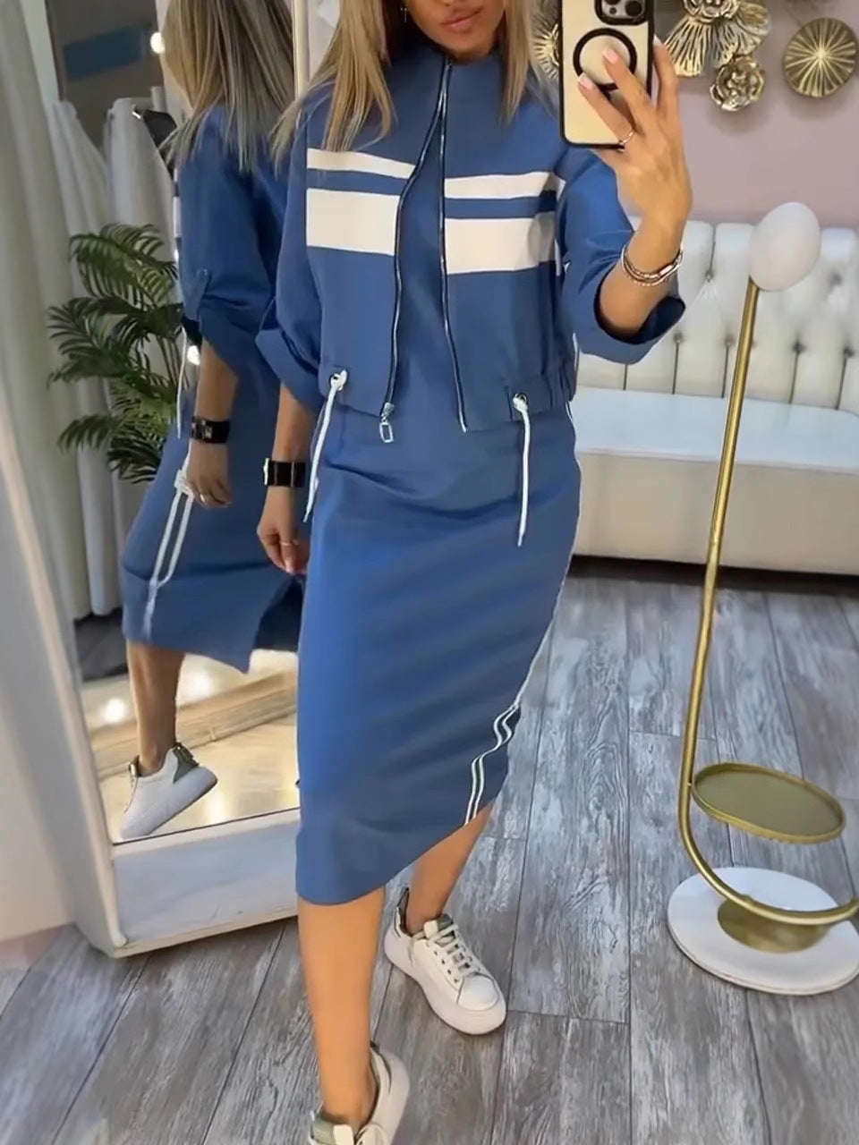 Women's Stand Collar Jacket & Dress Set🧥👗