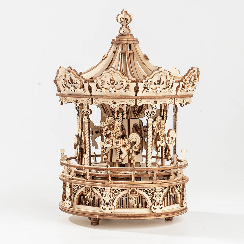 🎁⏳DIY Wooden Puzzles Carousel Music Box