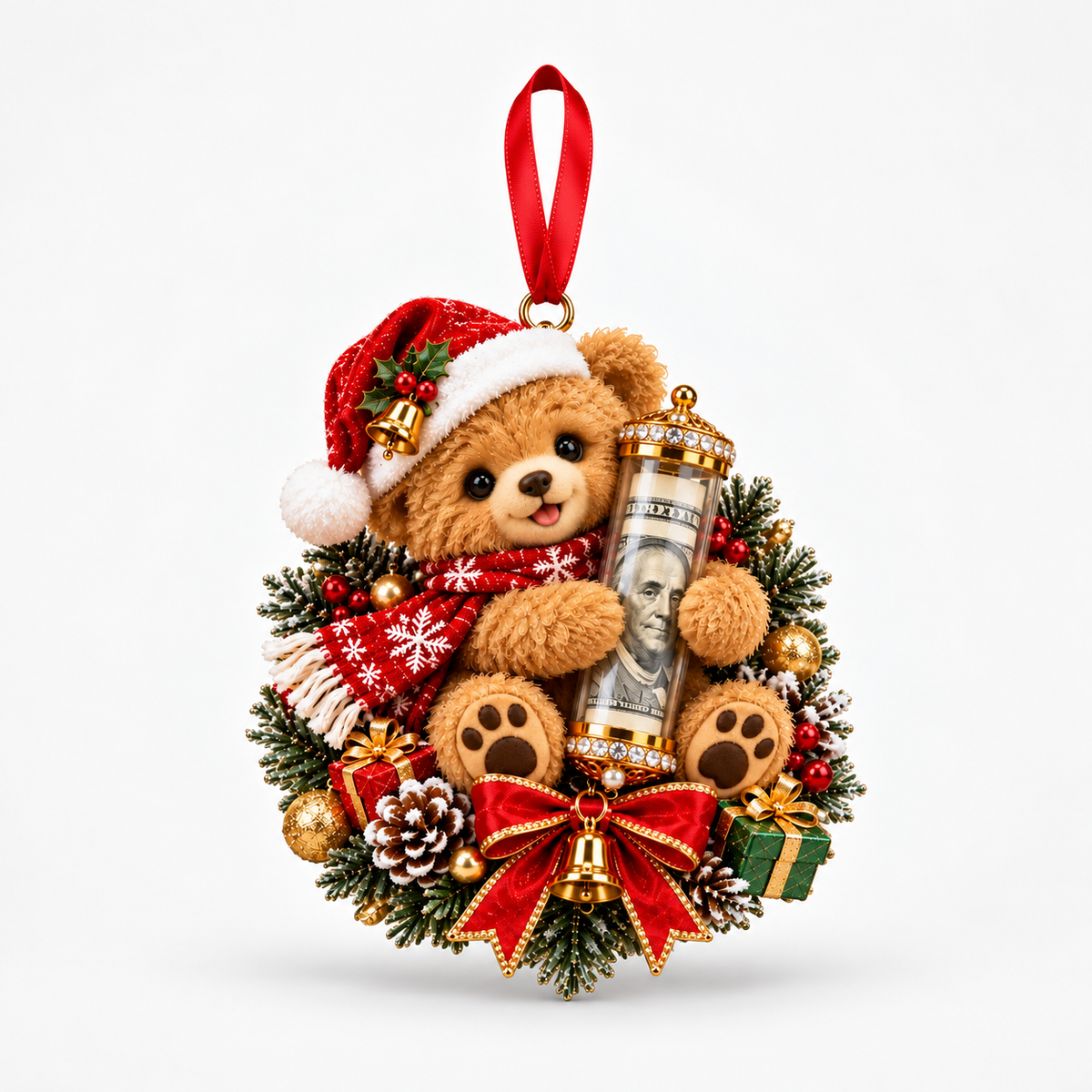 MerryMitts – Plush Animal Christmas Money Ornament