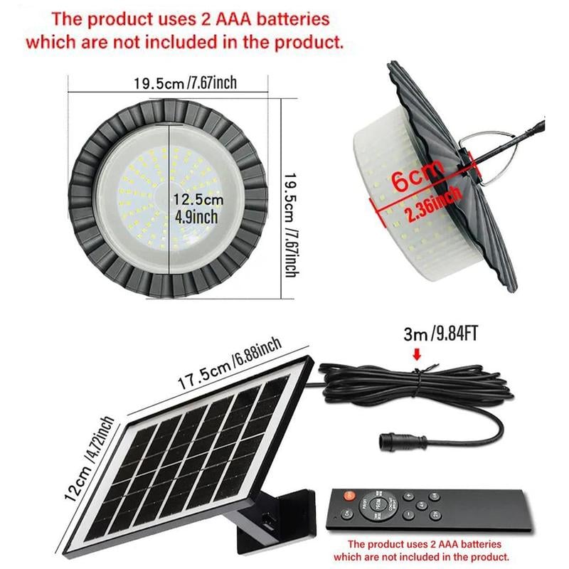 🛋️224-LED Solar Flood Pendant Light 5 Modes (With Motion Sensor and Remote Control)
