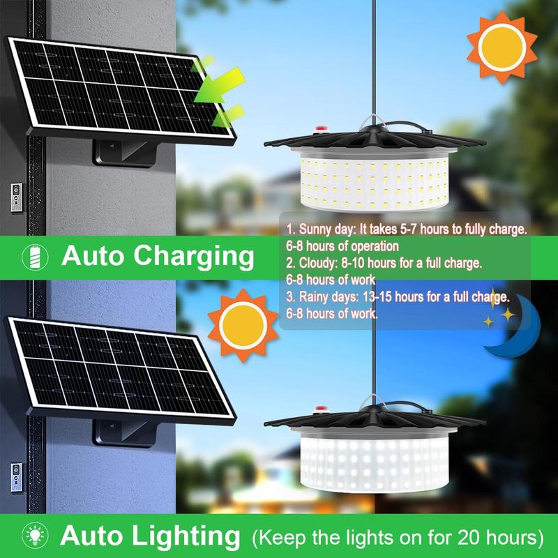 🛋️224-LED Solar Flood Pendant Light 5 Modes (With Motion Sensor and Remote Control)