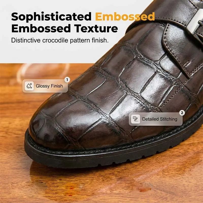 Men's Classic Faux Leather Single-Buckle Shoes – Timeless design, comfortable fit & perfect for work, weddings or semi-formal occasions ✨